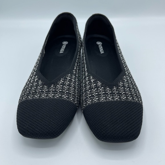 VIVAIA Square-Toe V-Cut Flats Margot 2.0 Black Tweed Size 40W New without Box - Picture 5 of 10